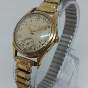 VINTAGE 1942 Bulova 10BE Women's 26mm Gold Tone Manual Wind 15 Jewel Swiss Watch